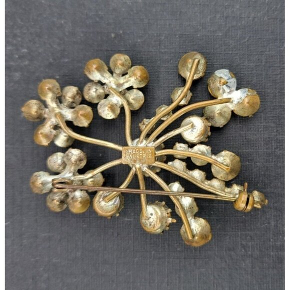 Buy Vintage Austria Mid Century Multi Coloured Rhinestone  Vintage Rhinestone Flower Brooch Pin Mid-Century Spray Starburst Scatter Austria